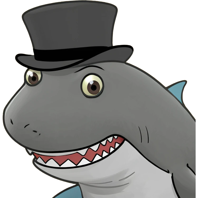 Shark with a top hat emoji