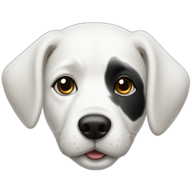 white dog with black spot on half of the face emoji