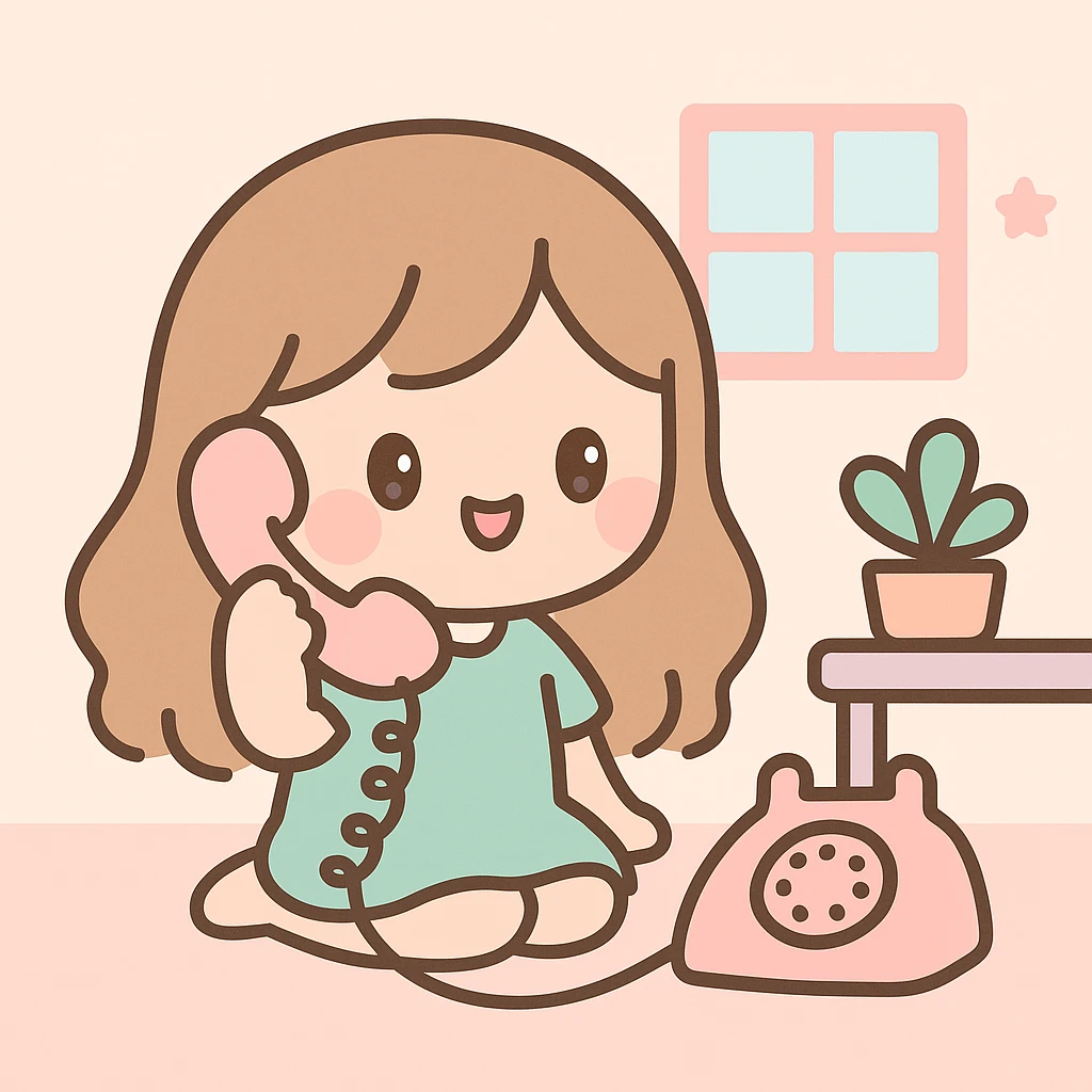 girl talking on telephone in her room emoji