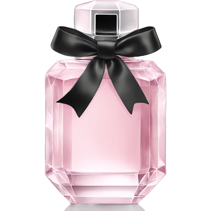 light pink crystal perfume bottle with black ribbon display emoji