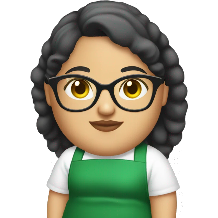 mexican chubby lady green apron  with glasses cooking tacos emoji