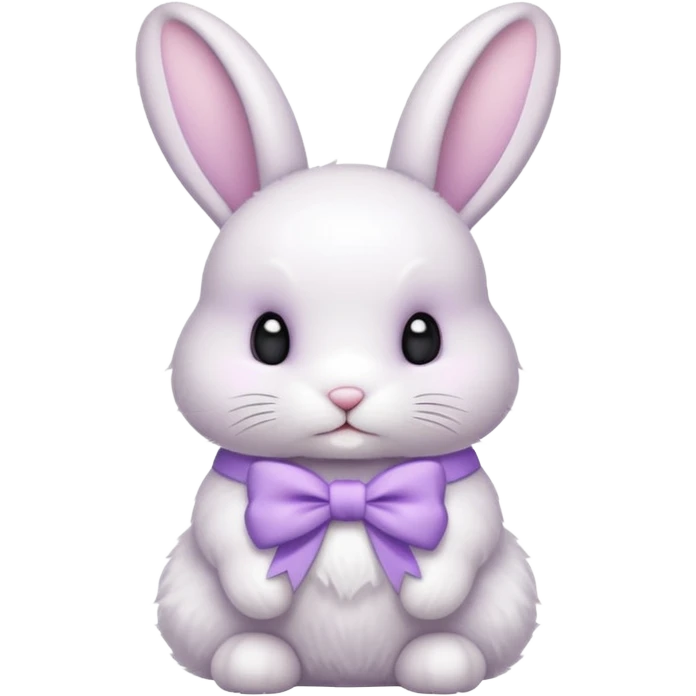 Coquette white bunny with light pastel purple bow emoji