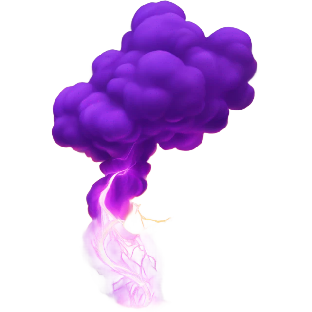 Fire with a cloud and a purple Lightning  emoji