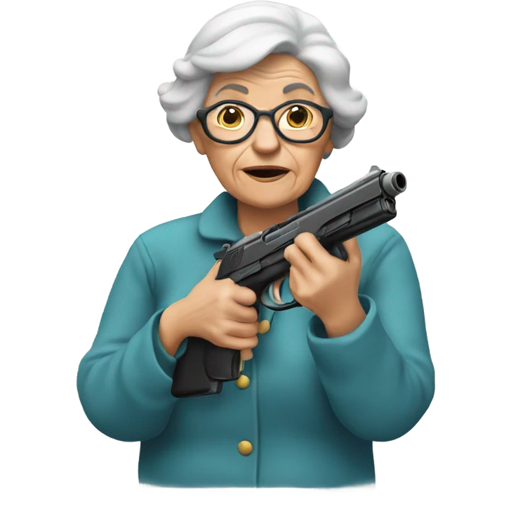 Old lady holding a gun emoji