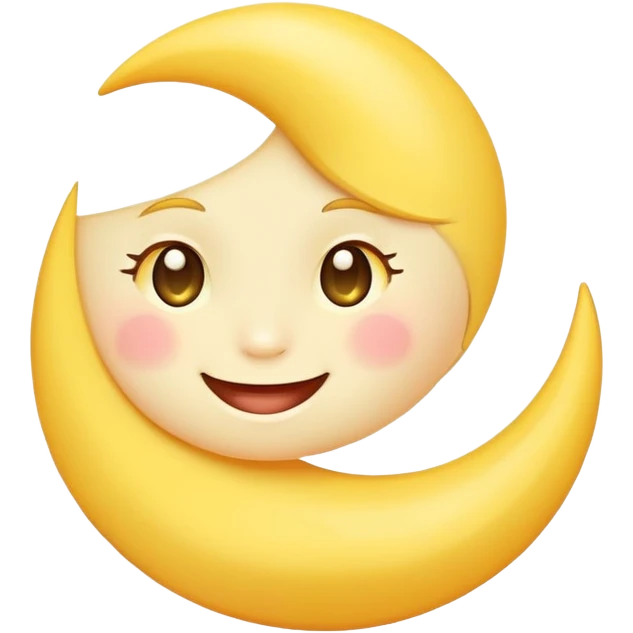 crescent moon with a cute smiling face and rosy cheeks emoji