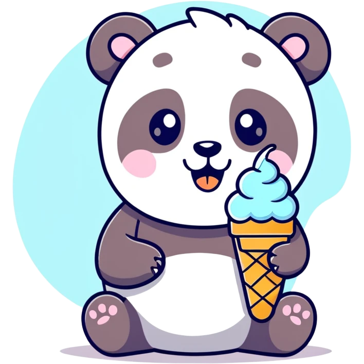 Panda eating ice cream emoji