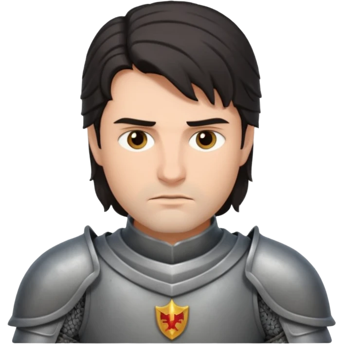 knight with dark hair, grey armor emoji
