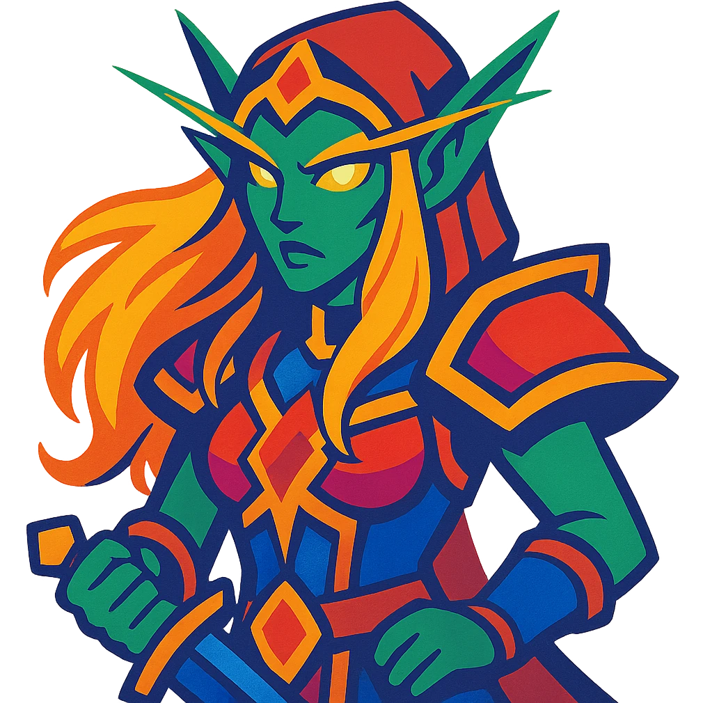 World of Warcraft elf in vibrant toon style emoji