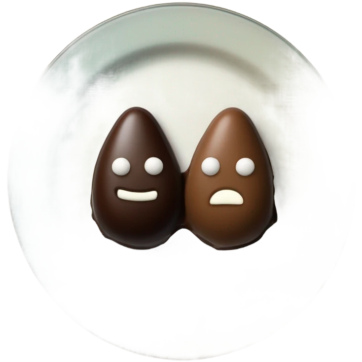 Chocolate and vanilla quenelle on glass plate emoji