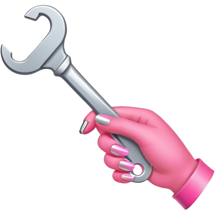 A hand with pink nails holding a wrench emoji