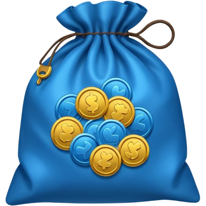 blue coins inside a bag  emoji