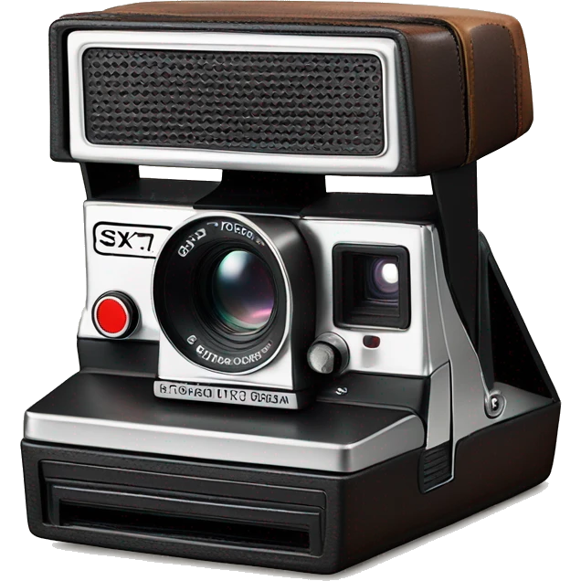 Old school leather and silver Polaroid sx-70 camera emoji