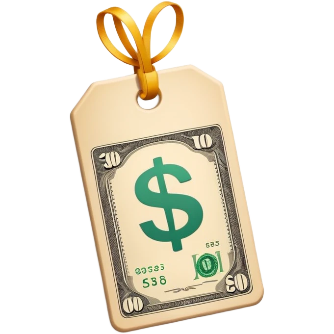 price tag with money symbol emoji