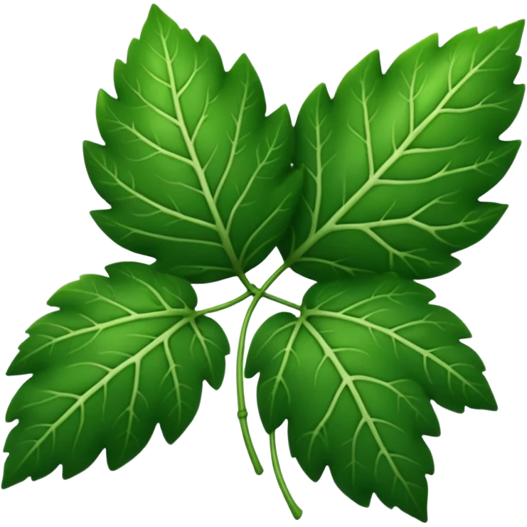 "iOS style leaves emoji, green with detailed veins, no background" emoji