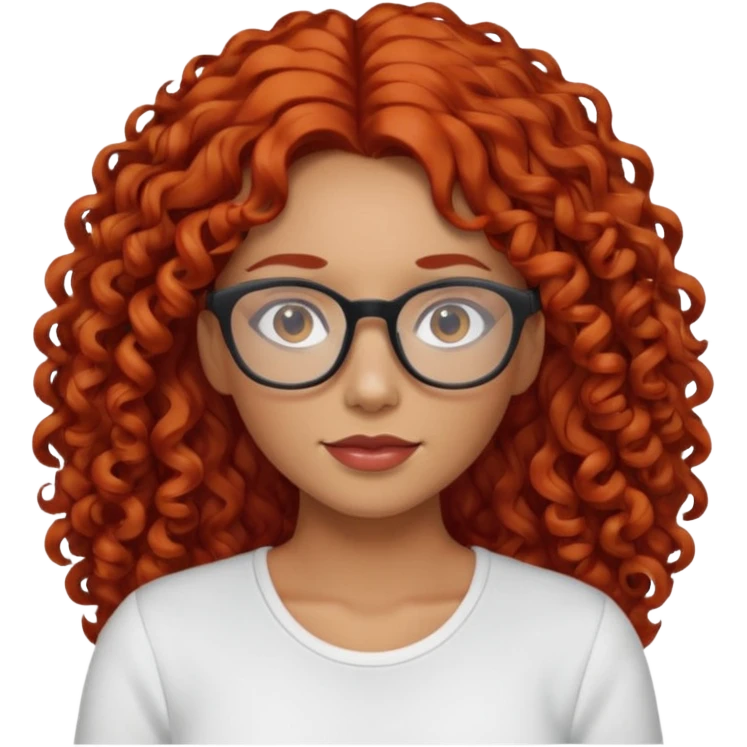 rizada peli roja , trigueña , con lentes y top blanco pelo largo  emoji