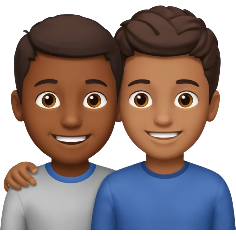 Two boys having a conversation facing at each other. emoji