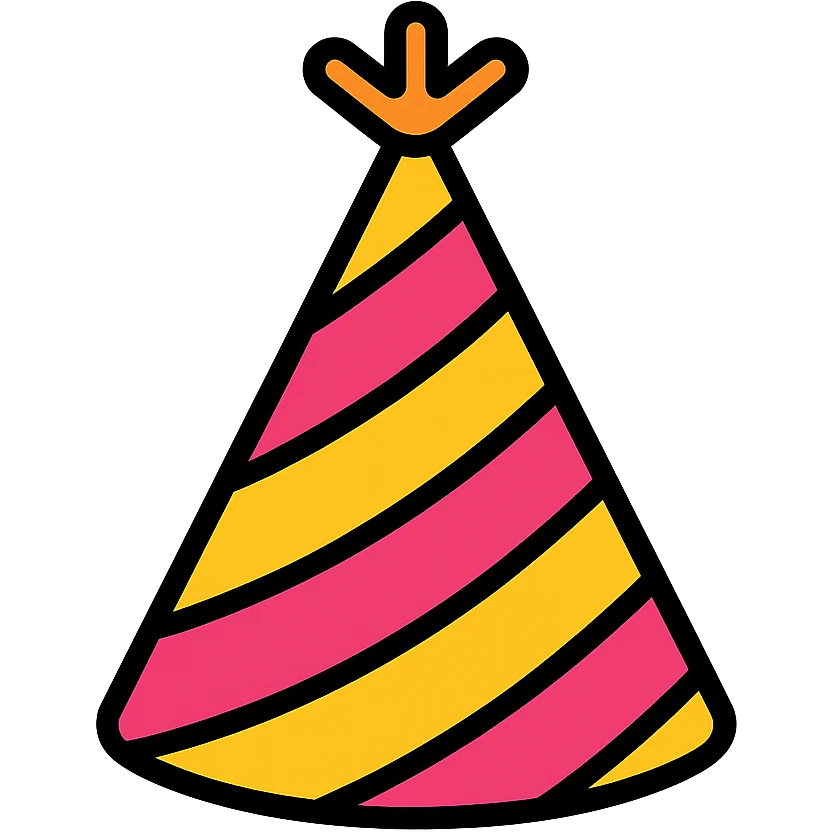party hat color icon with striped pattern emoji