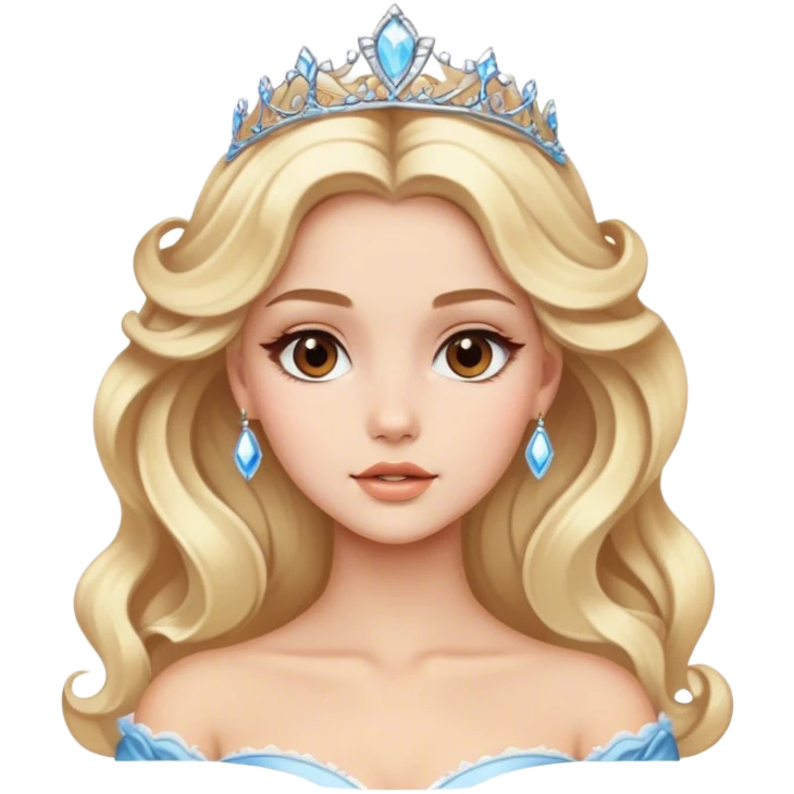 Luxury blonde model, brown eyes, soft sleek wavy hair, rococo princess emoji