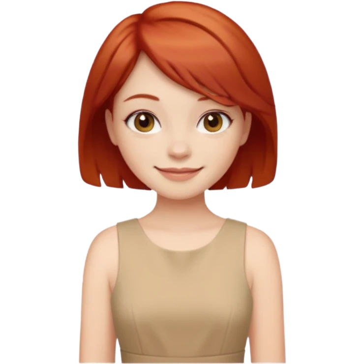 girl-,-short-layer-red-hair wear beige dress emoji