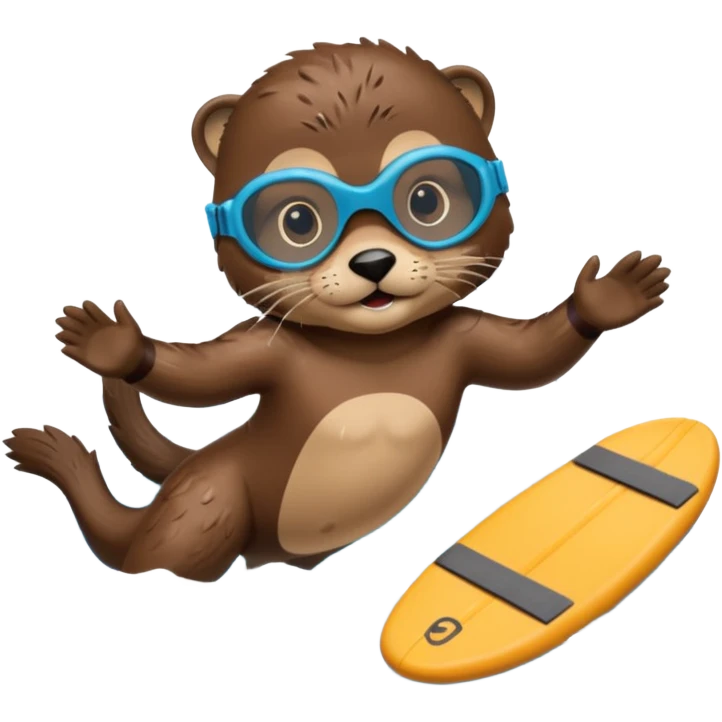 A sleek otter swimmer wearing goggles, splashing through the pool with tiny floating kickboard. emoji