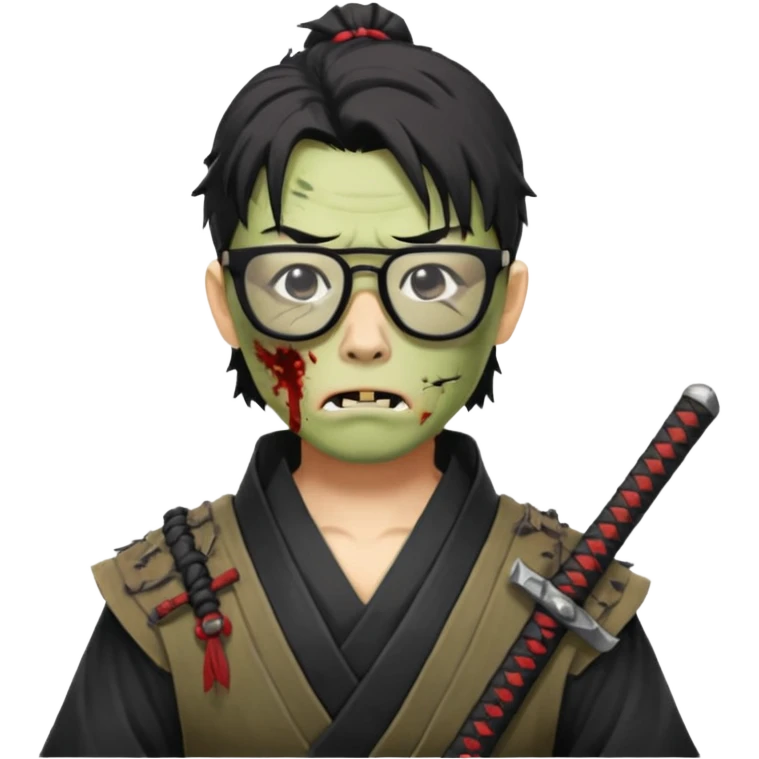 zombie samurai with black glasses, highlight the glasses emoji