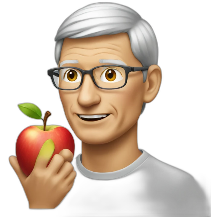 Tim Cook eating apple logo emoji