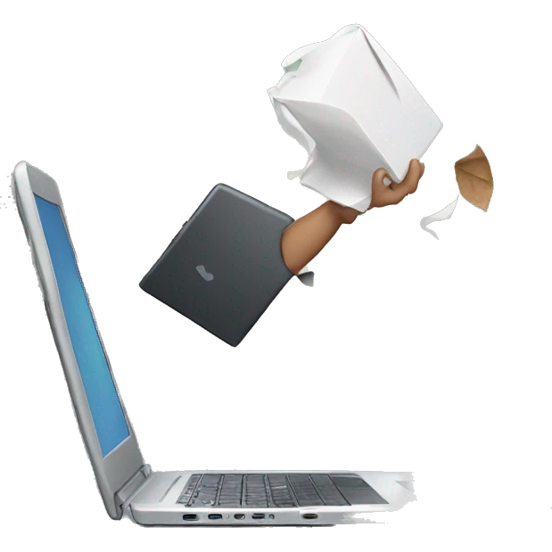 throwing laptop away emoji
