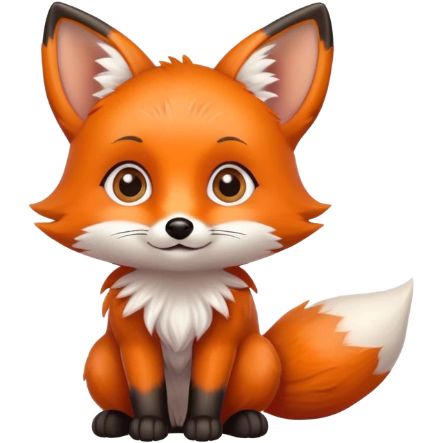 Cute baby fox with big eyes and fluffy tail emoji