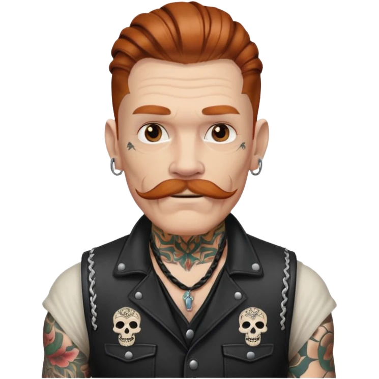 dark ginger braids man very white mustache old very tattoed with the whitest mustache ever emoji