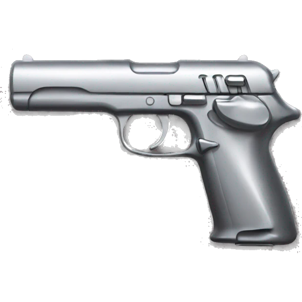 A compact, metallic object with a sleek, elongated shape, a comfortable hand grip, trigger mechanism, and a small sight on top for precise alignment. emoji