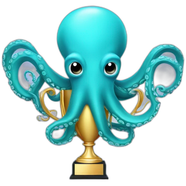 Octopus 3D with a trophee emoji