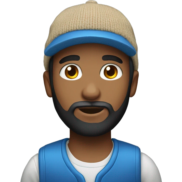 boy-short-beard, beard-black, blue-woolen-hat. Light-skin emoji