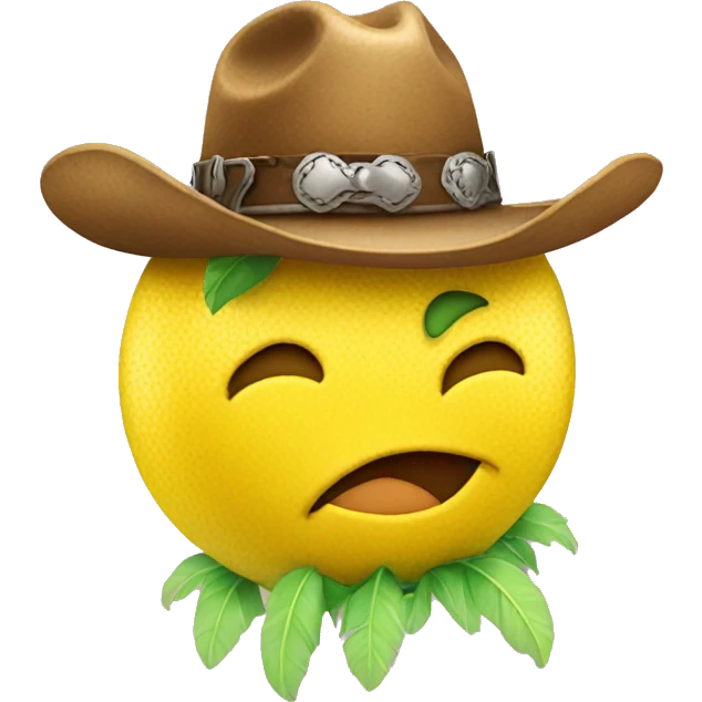 Winking lemon in a cowboy hat and feather boa emoji