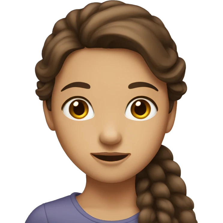 A girl with long brown hair and brown eyes  emoji