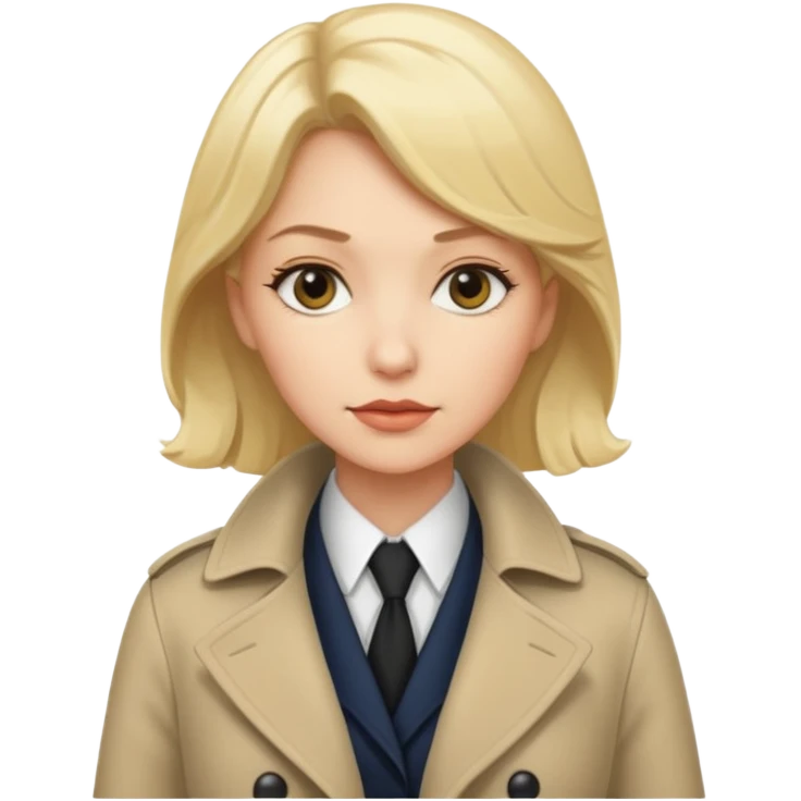 detective woman in long coat, blond hair, white skin emoji