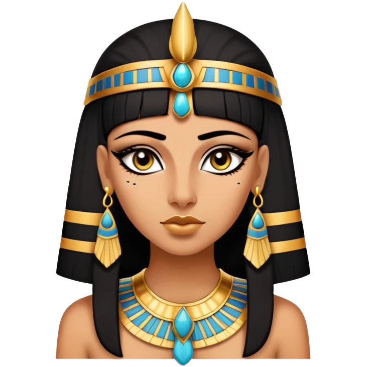Cleopatra, Egyptian pharaoh with headdress and eyeliner emoji
