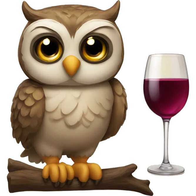 Owl with wine glass emoji