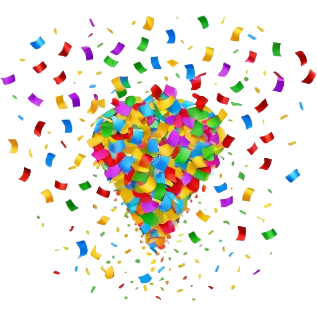 confetti firing, party atmosphere emoji