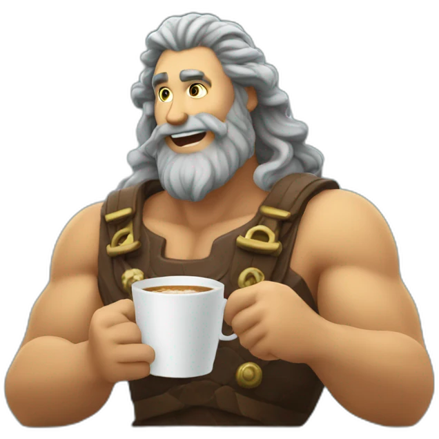 happy Poseidon drinks coffee emoji