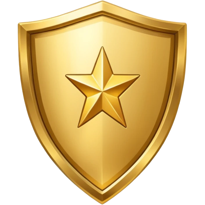 Gold shield with trophy shine emoji