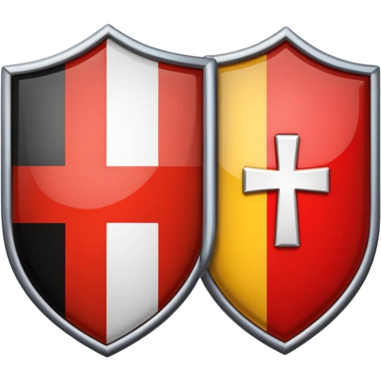 security shield. The shield is vertically divided: the left half displays the Swiss flag (red with white cross), and the right half displays the German flag (black, red, gold horizontal stripes) emoji