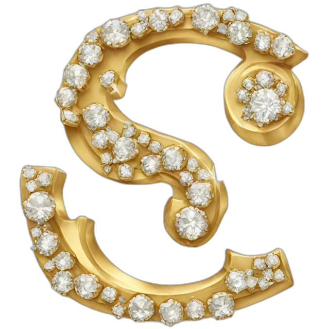 Gold and diamonds letter G emoji
