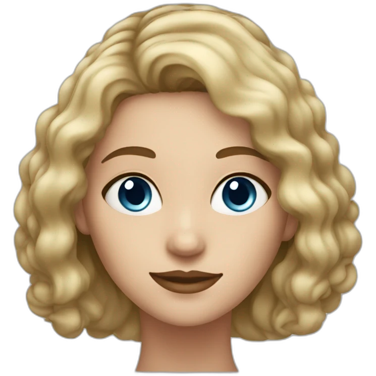 a woman with dark blond hair and blue eyes with big dark spots under the eyes  emoji