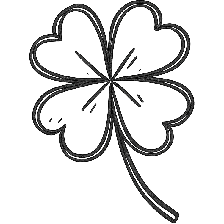 four leaf clover, flat design, bold outlines, modern feel emoji
