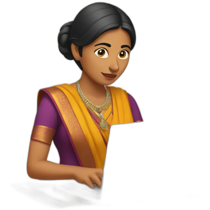 Indian woman typing on a computer emoji