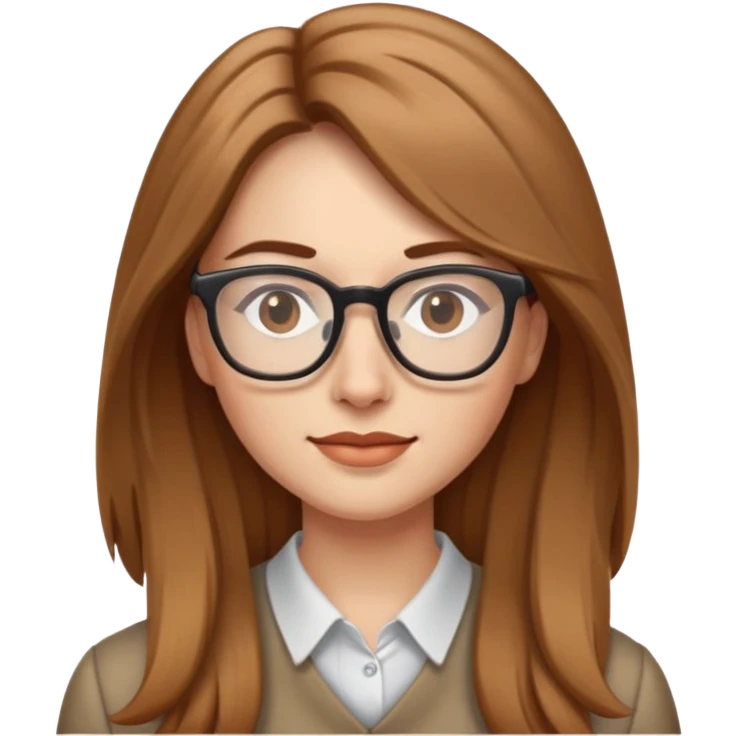woman with long light brown hair, with glasses emoji