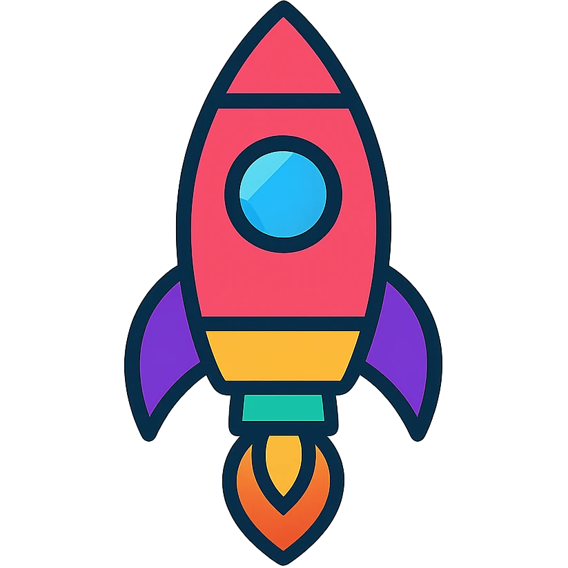 colorful rocket icon with black outlines emoji