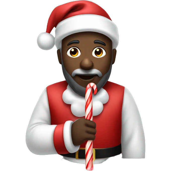 Black santa eating a candy cane emoji