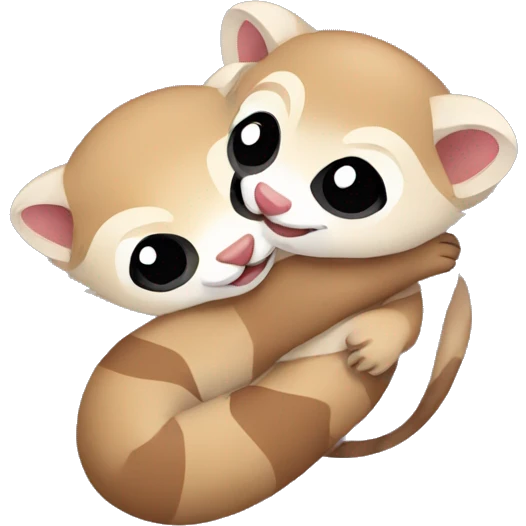 two ferrets hugging emoji