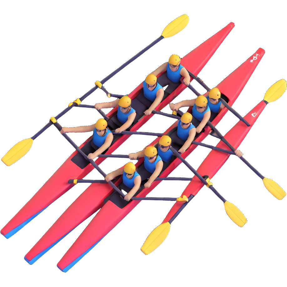 four-person Olympic rowing boat with professional racing style, four rowers included, detailed, top-down view emoji